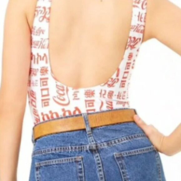 COCA COLA | Logo Global Languages White & Red Scoop Neck Swimsuit - Picture 7 of 8